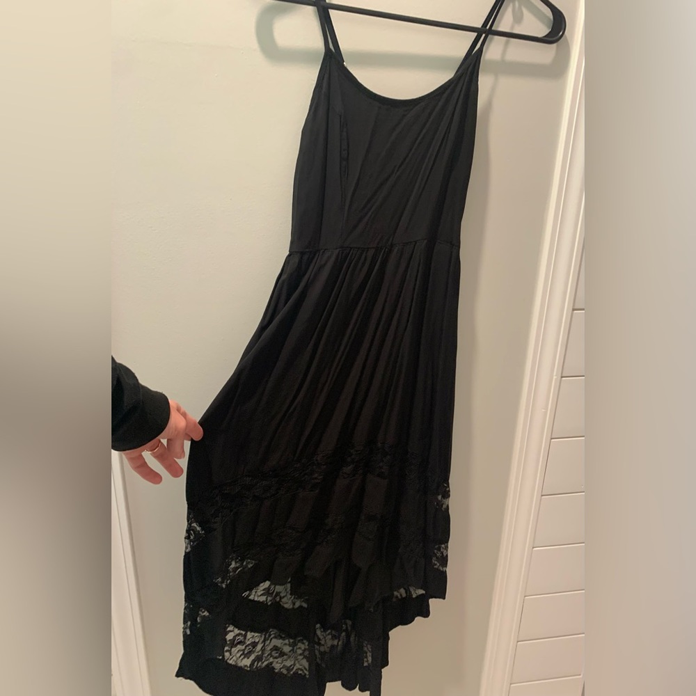 Black lace asymmetrical dress